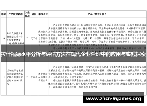 拉什福德水平分析与评估方法在现代企业管理中的应用与实践探索