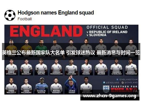 英格兰公布最新国家队大名单 引发球迷热议 最新消息与时间一览